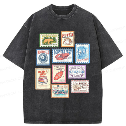 Baddiecat Emily Henry Books Stamp Washed T-shirt