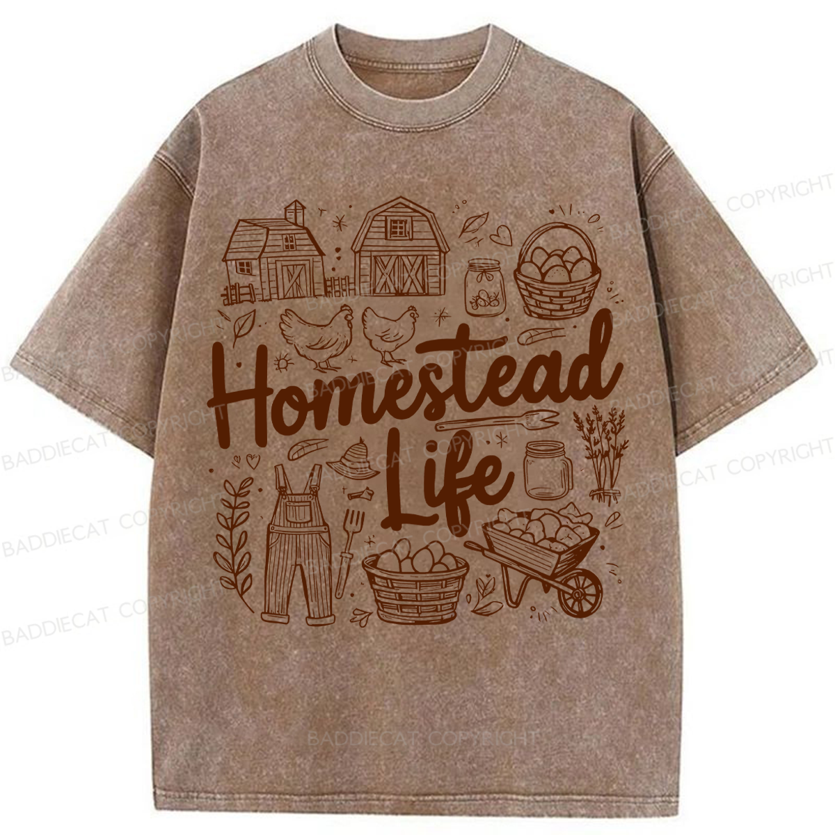 Baddiecat Homestead Life Washed T-shirt