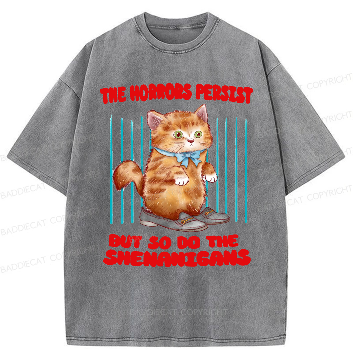Baddiecat Horrific Shenanigans Washed T-shirt