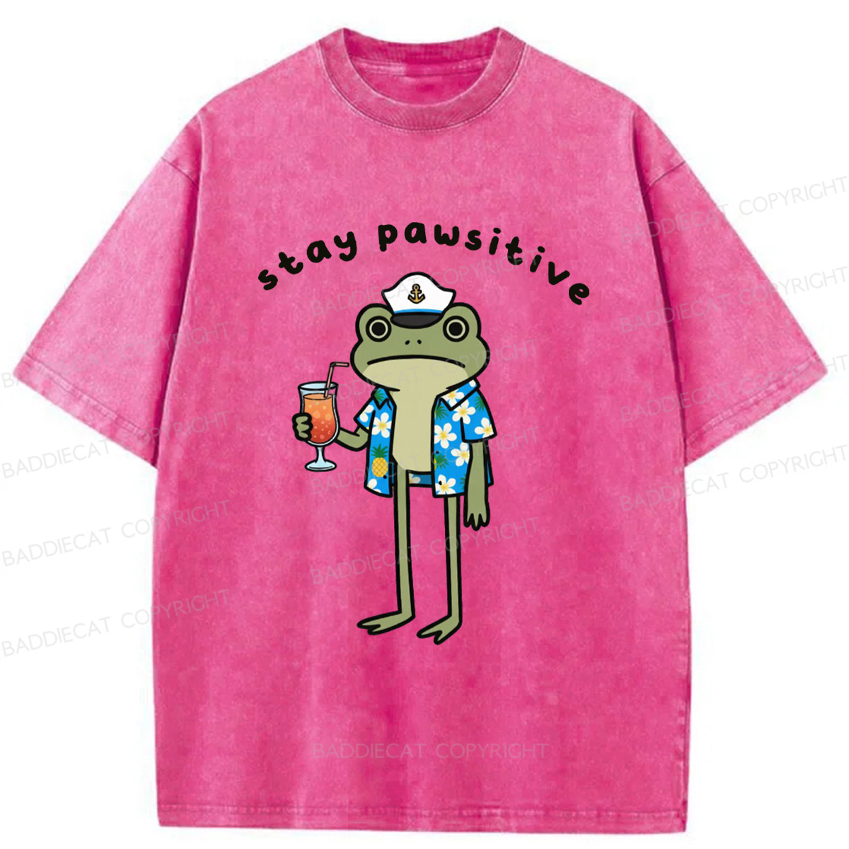 Baddiecat Optimistic Frog Washed T-shirt