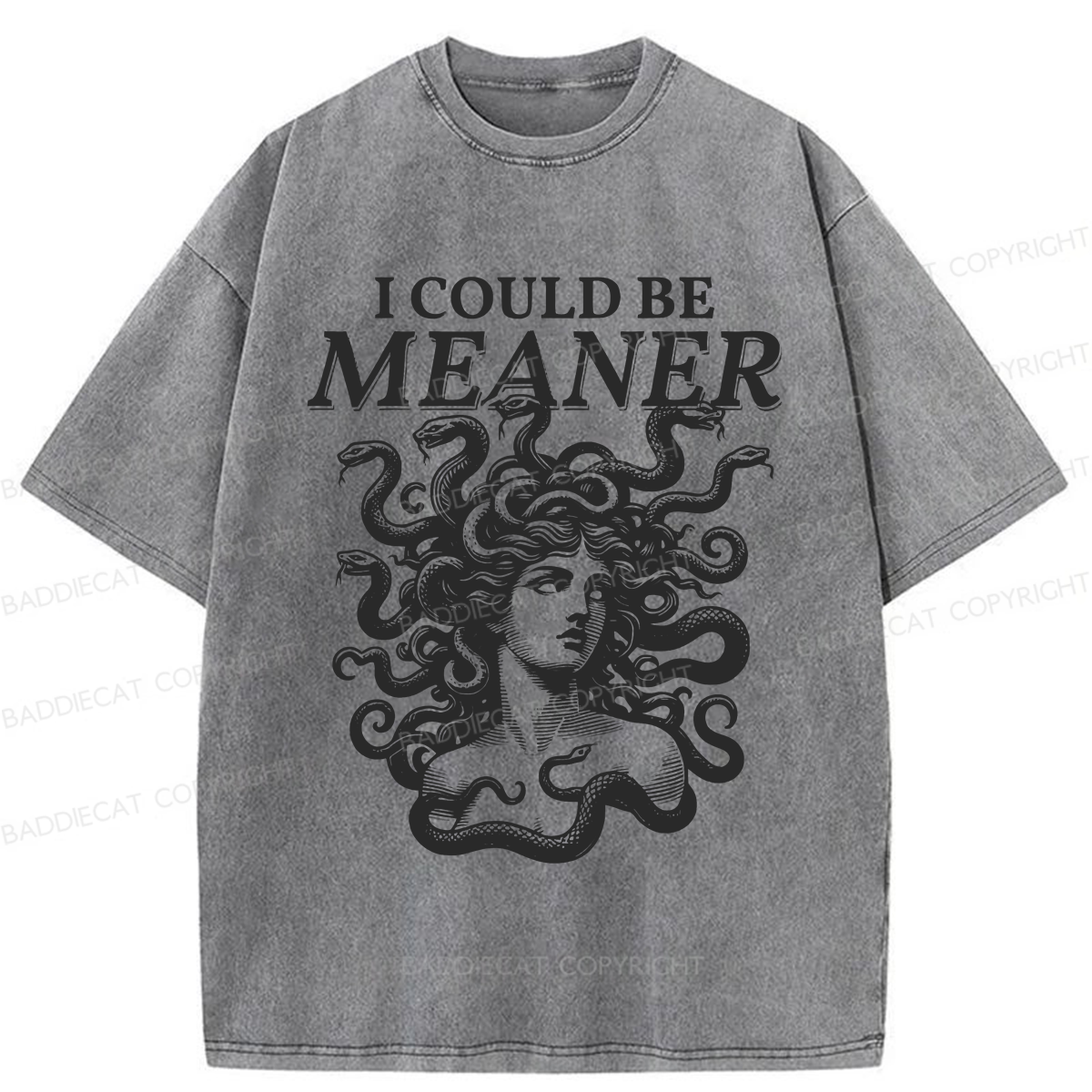Baddiecat I Could Be Meaner Washed T-shirt