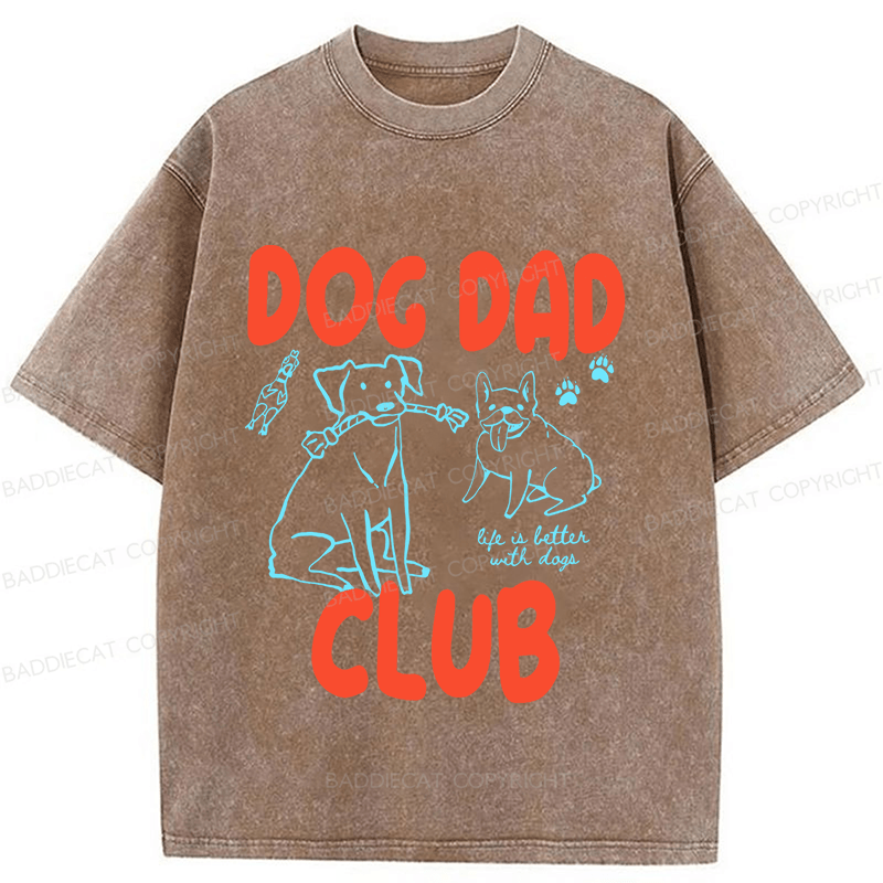 Baddiecat Dog Dad Club Washed T-shirt