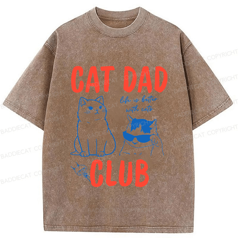 Baddiecat Cat Dad Club Washed T-shirt