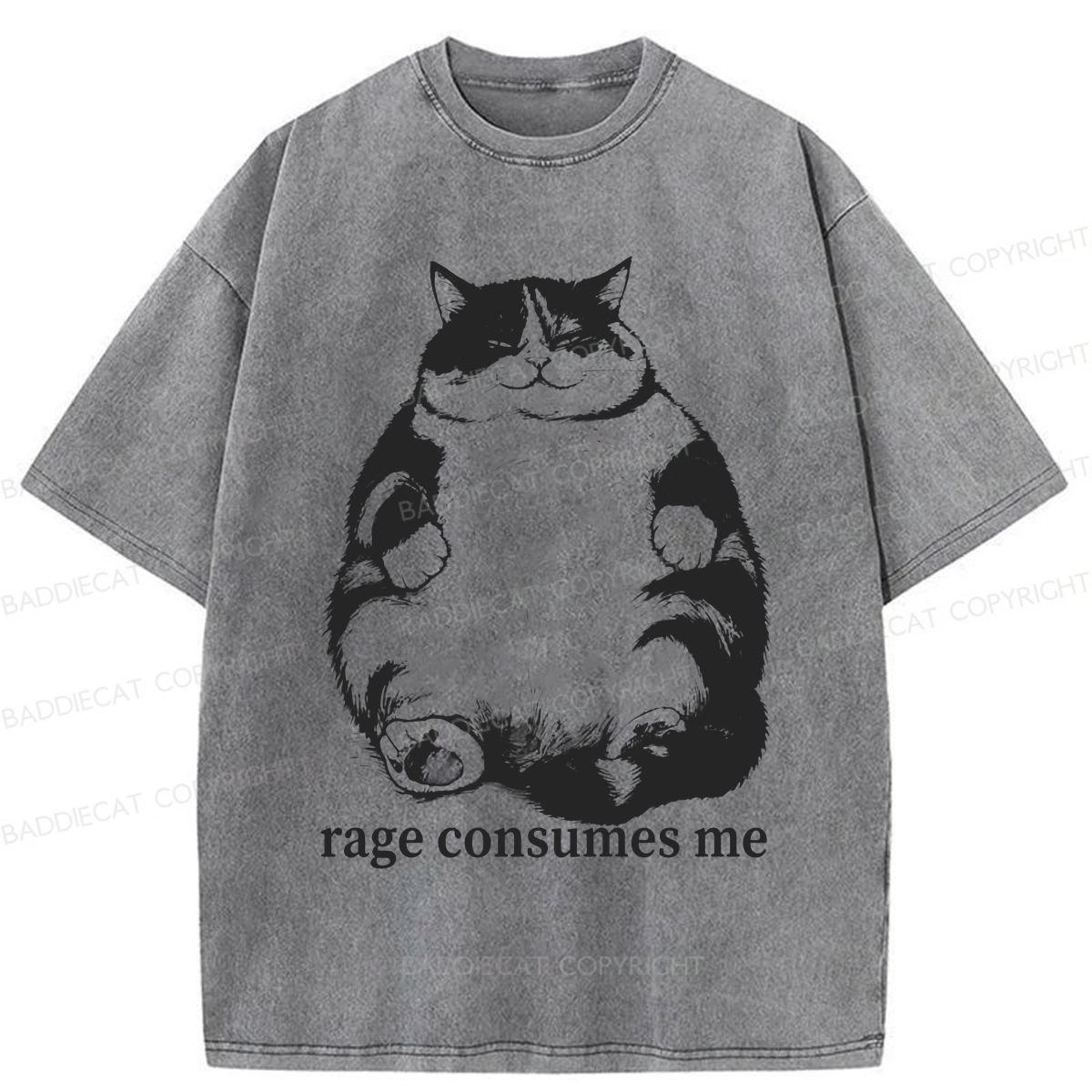 Baddiecat Rage Consumes Me Washed T-shirt