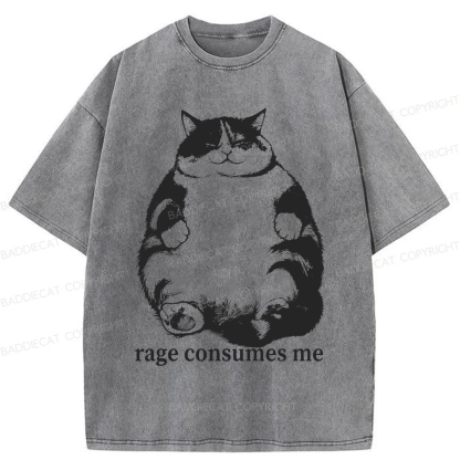Baddiecat Rage Consumes Me Washed T-shirt