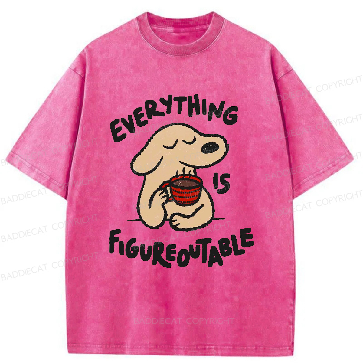 Baddiecat Happy Puppy Washed T-shirt