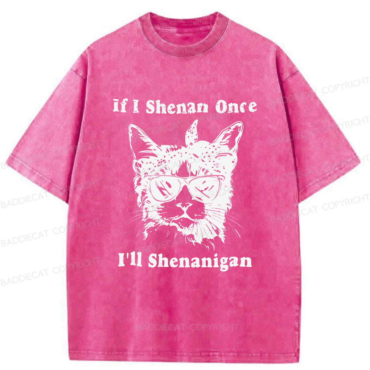 Baddiecat If I Shenan Once I'll Shenanigan Washed T-shirt