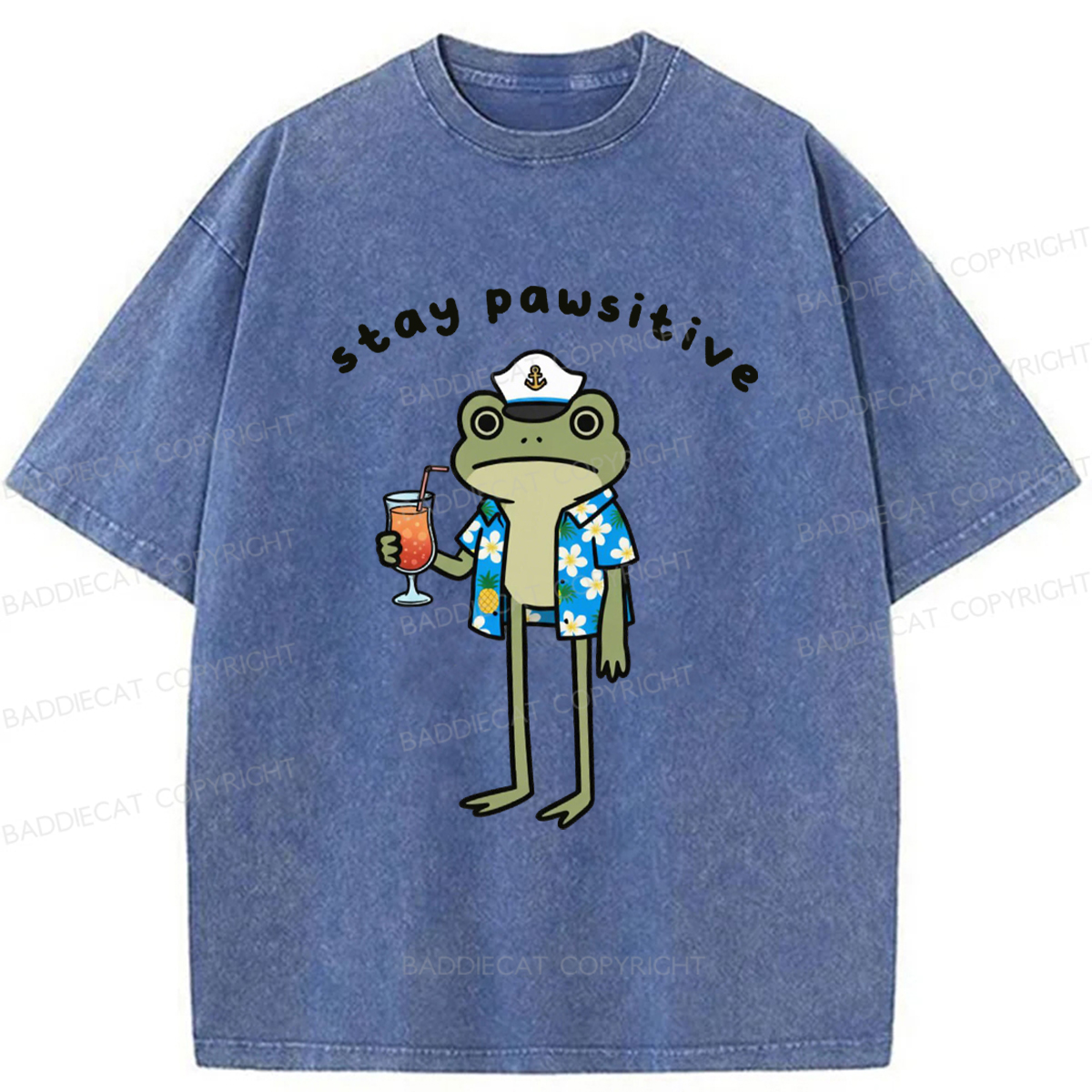 Baddiecat Optimistic Frog Washed T-shirt
