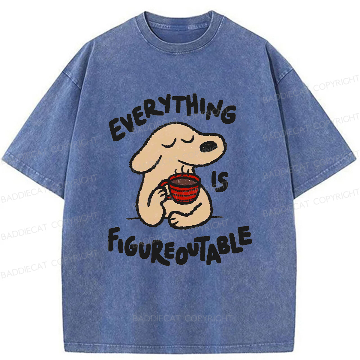 Baddiecat Happy Puppy Washed T-shirt