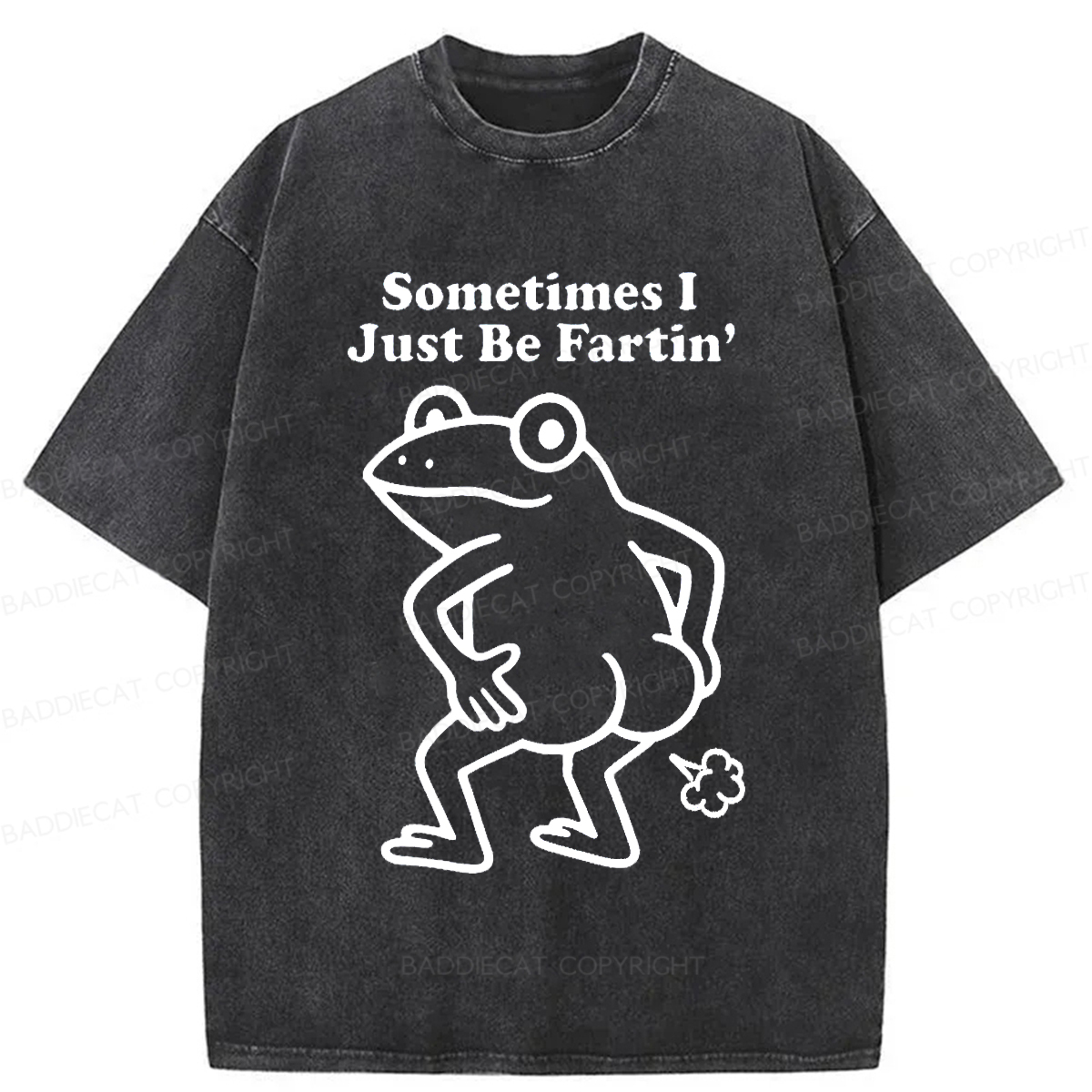 Baddiecat Farting Frog Washed T-shirt