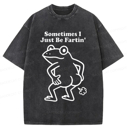 Baddiecat Farting Frog Washed T-shirt