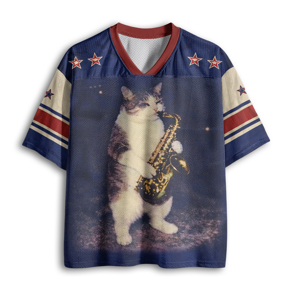 Baddiecat Saxophone Cat Mesh Jersey
