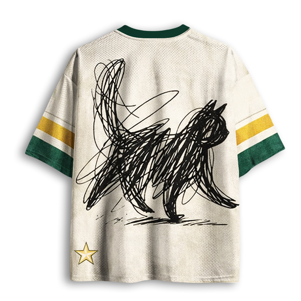 Baddiecat Abstract Cat Line Mesh Jersey