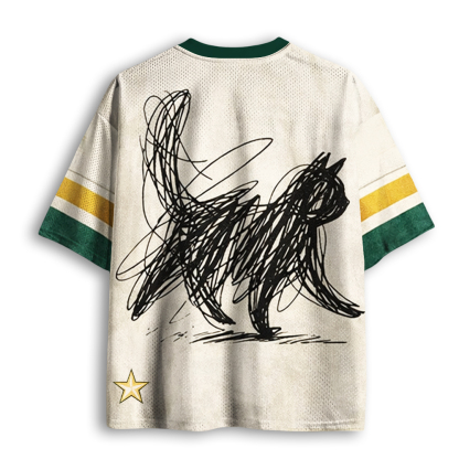 Baddiecat Abstract Cat Line Mesh Jersey