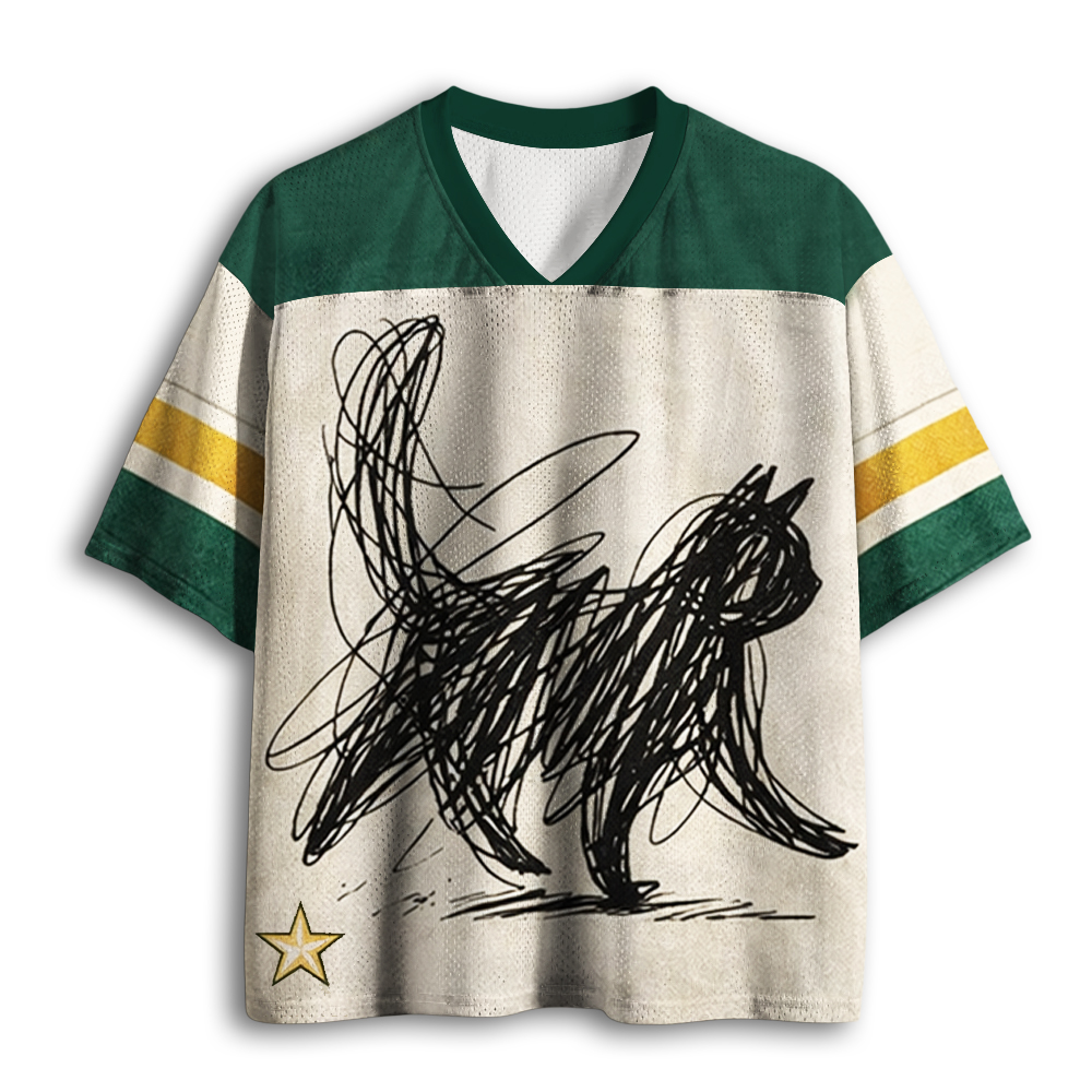 Baddiecat Abstract Cat Line Mesh Jersey