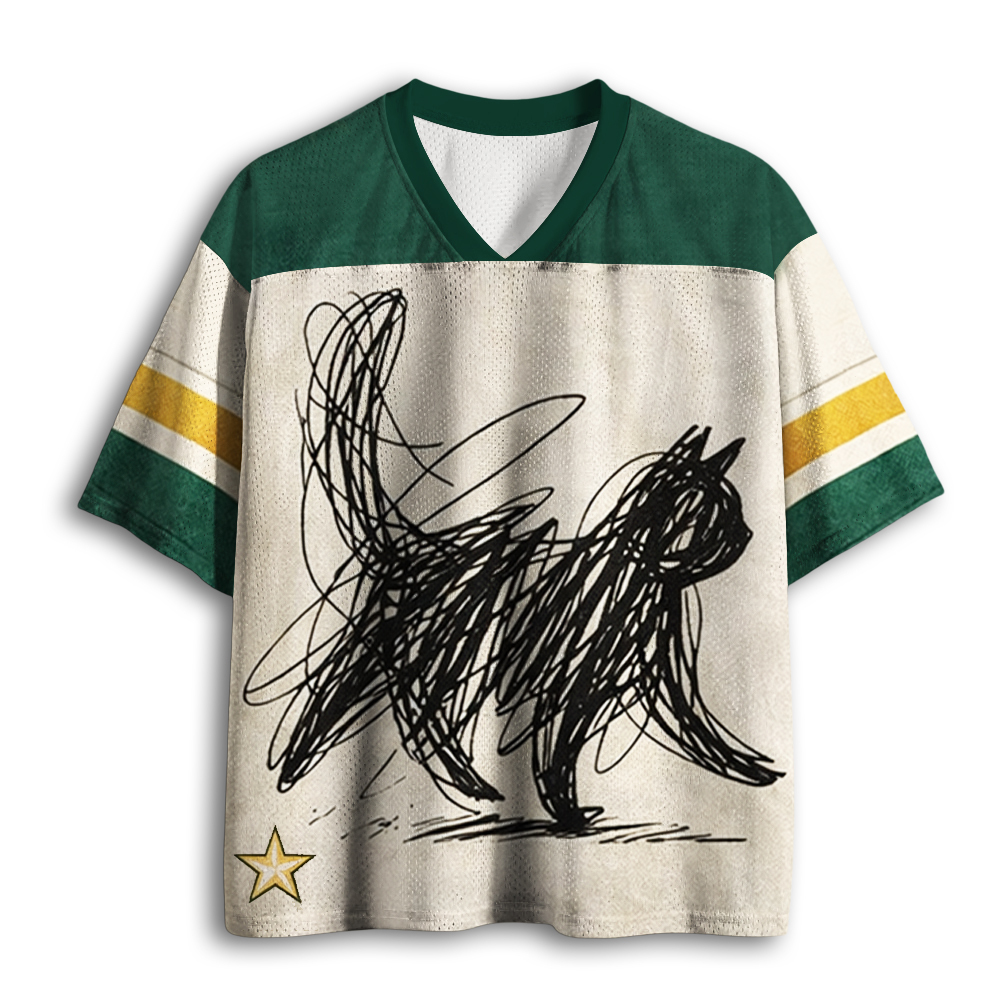 Baddiecat Abstract Cat Line Mesh Jersey