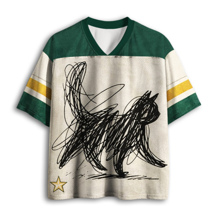Baddiecat Abstract Cat Line Mesh Jersey