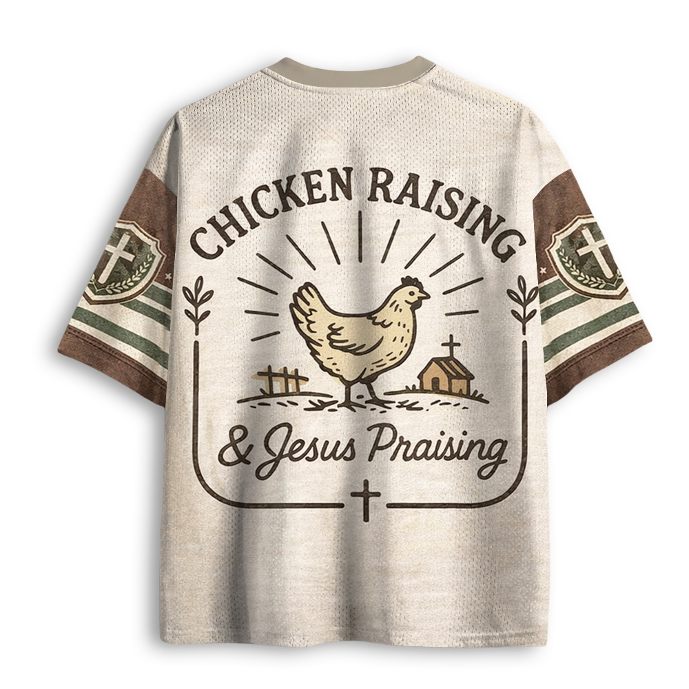 Baddiecat Chicken Raising Jesus Praising Mesh Jersey