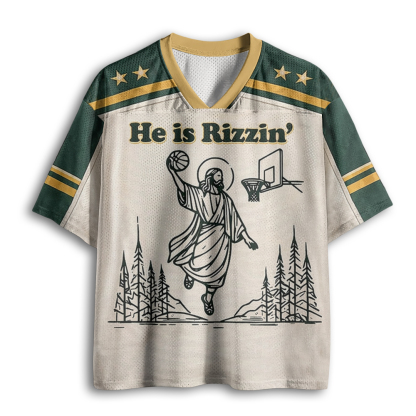 Baddiecat Funny Jesus He Is Rizzin Mesh Jersey