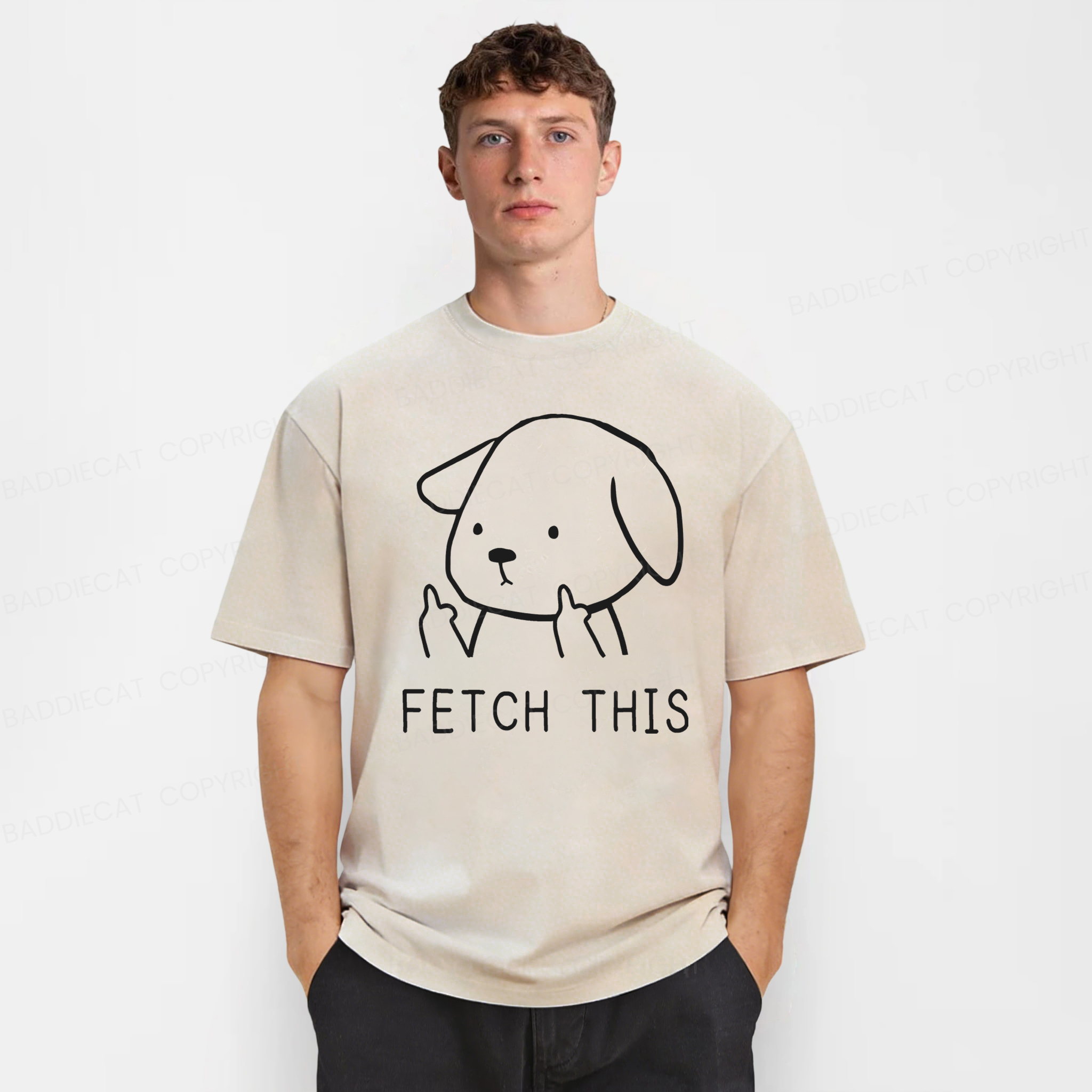 Baddiecat Fetch This Dog Washed T-shirt
