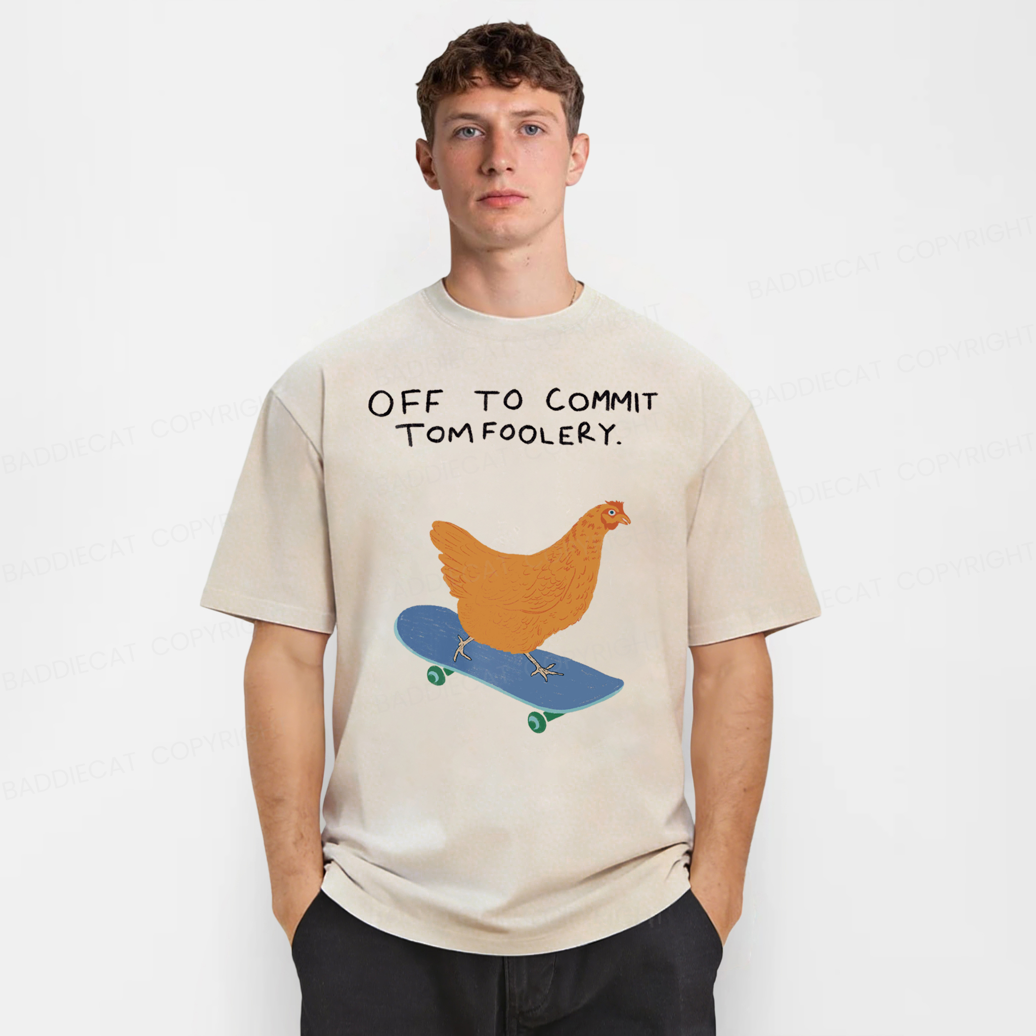 Baddiecat Off To Commit Tomfoolery Washed T-shirt