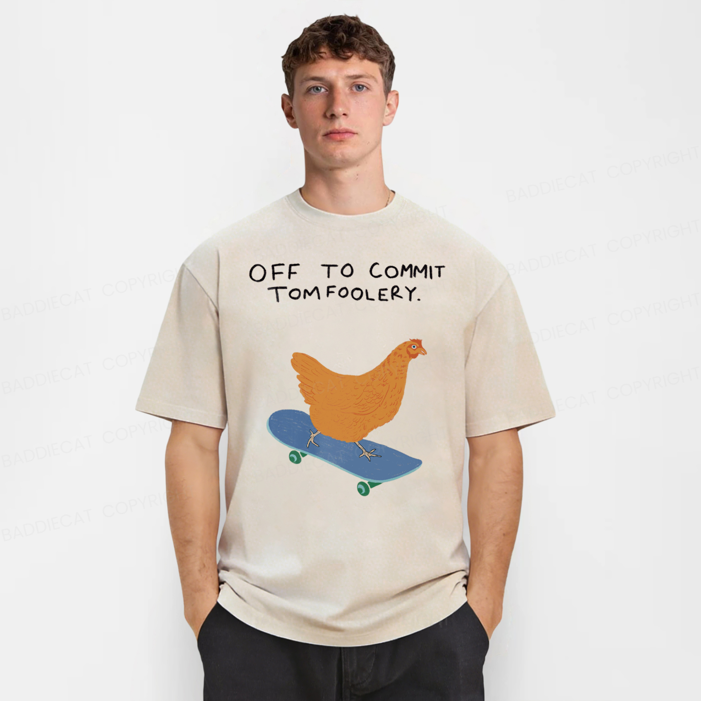 Baddiecat Off To Commit Tomfoolery Washed T-shirt