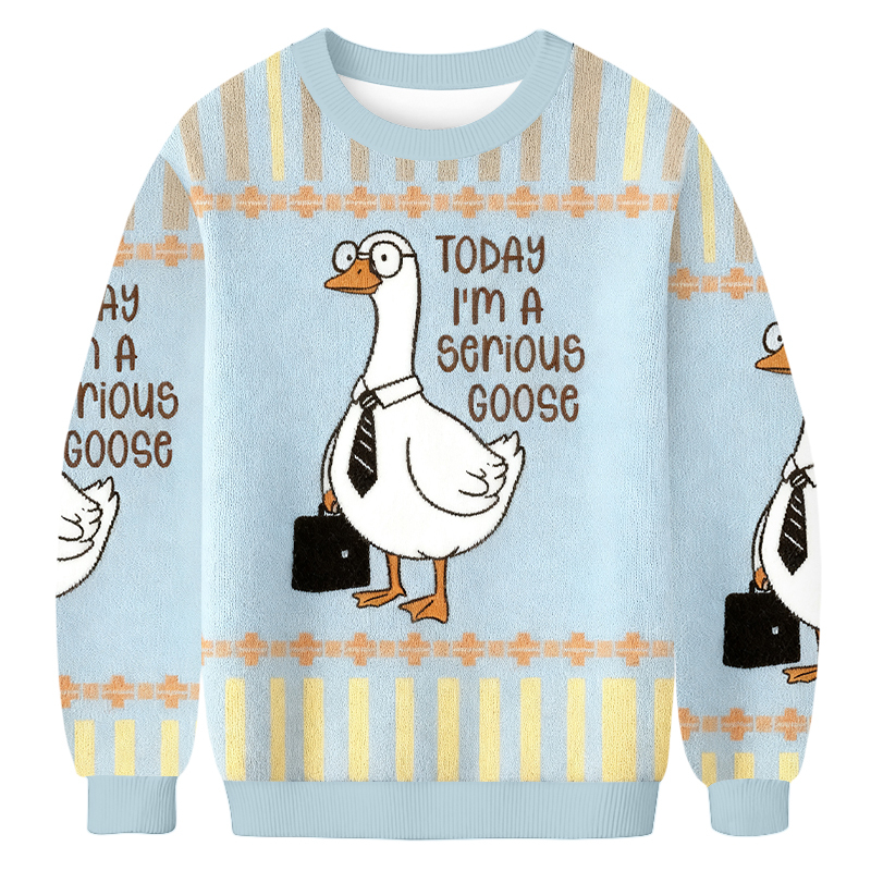 Baddiecat Today I'm A Serious Goose Christmas Ugly Sweatshirt