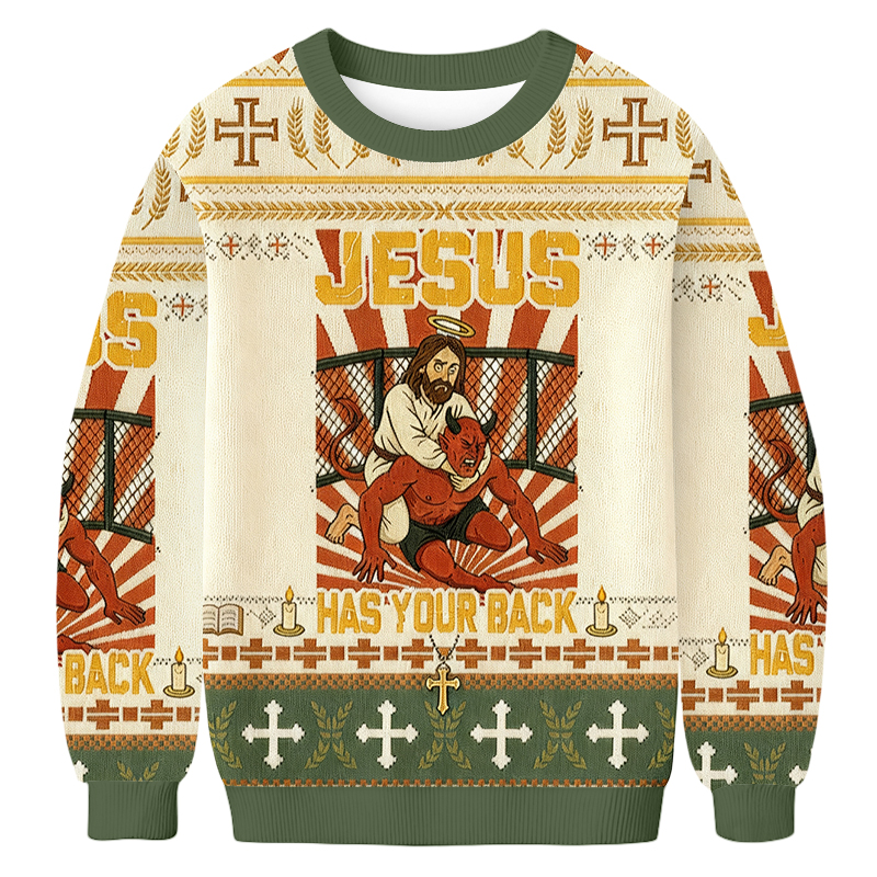 Baddiecat Jesus Has Your Back Ugly Sweatshirt