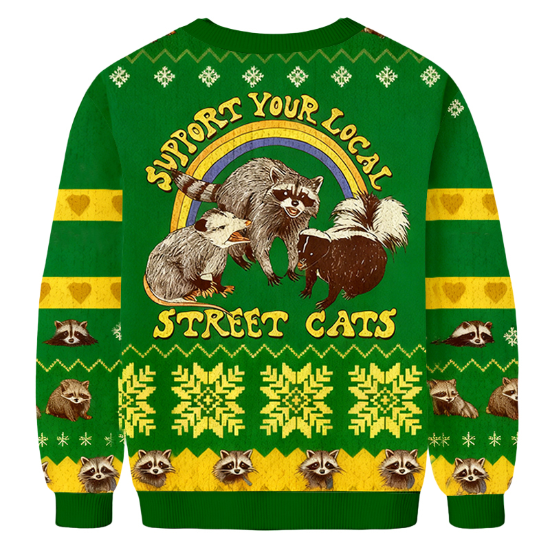 [Copy]Baddiecat Support Your Local Street Cats Christmas Ugly Sweatshirt