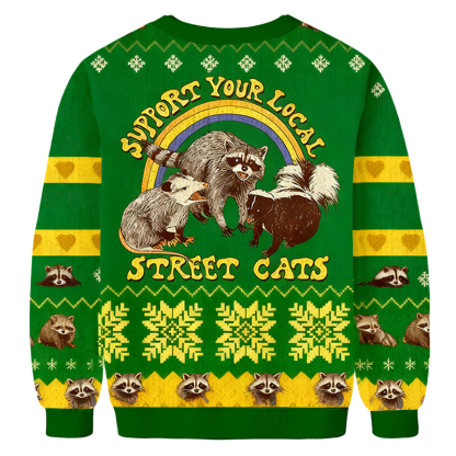 [Copy]Baddiecat Support Your Local Street Cats Christmas Ugly Sweatshirt