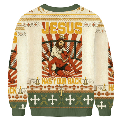 Baddiecat Jesus Has Your Back Ugly Sweatshirt