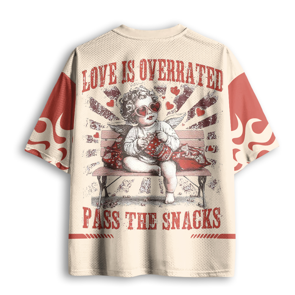 Baddiecat Love Is Overrated Pass The Snacks Mesh Jersey