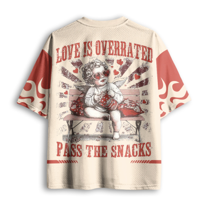Baddiecat Love Is Overrated Pass The Snacks Mesh Jersey