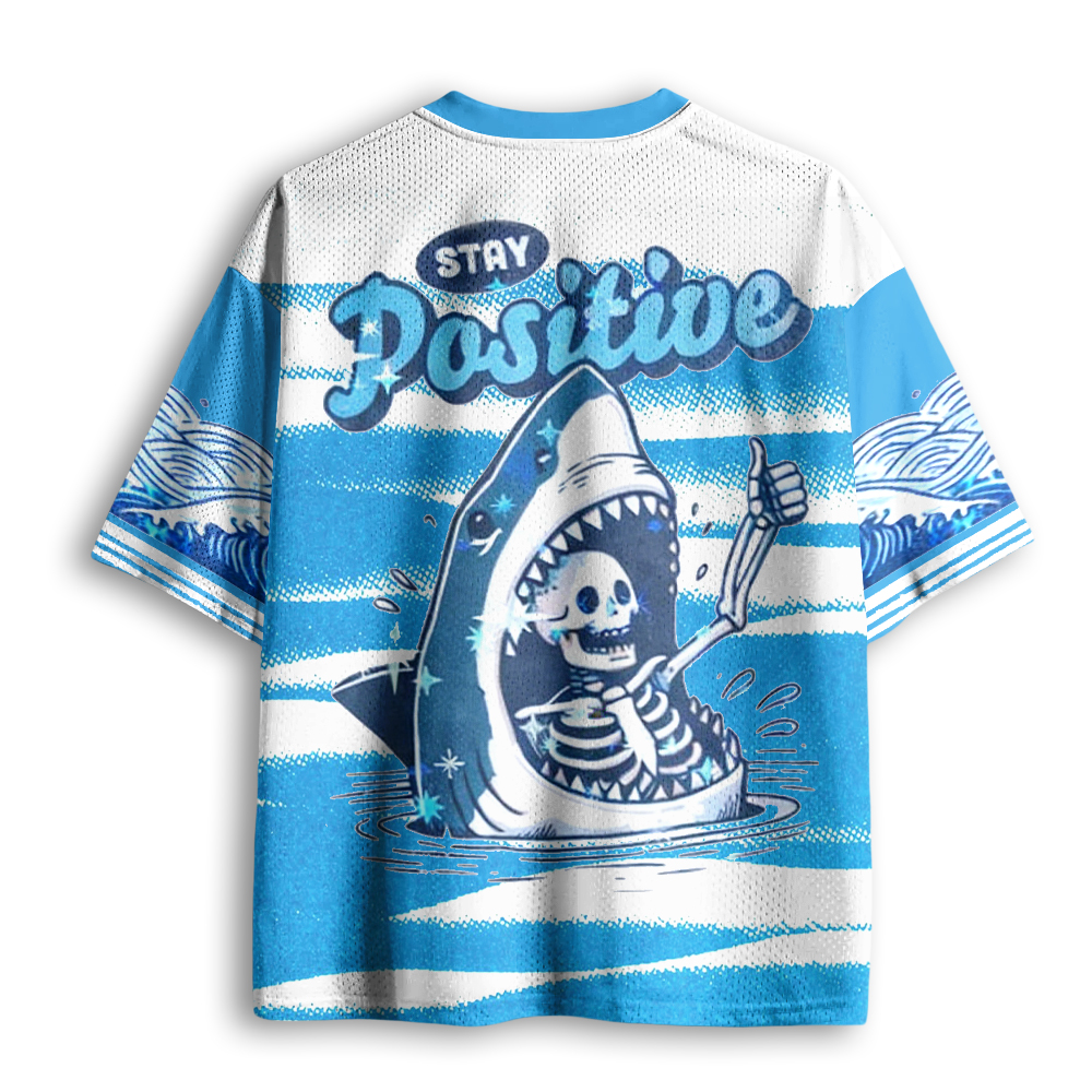 Baddiecat  STAY Positive Shark Skeleton Mesh Jersey