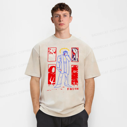 Baddiecat FAITH The Unholy Trinity Horror Game Washed T-shirt