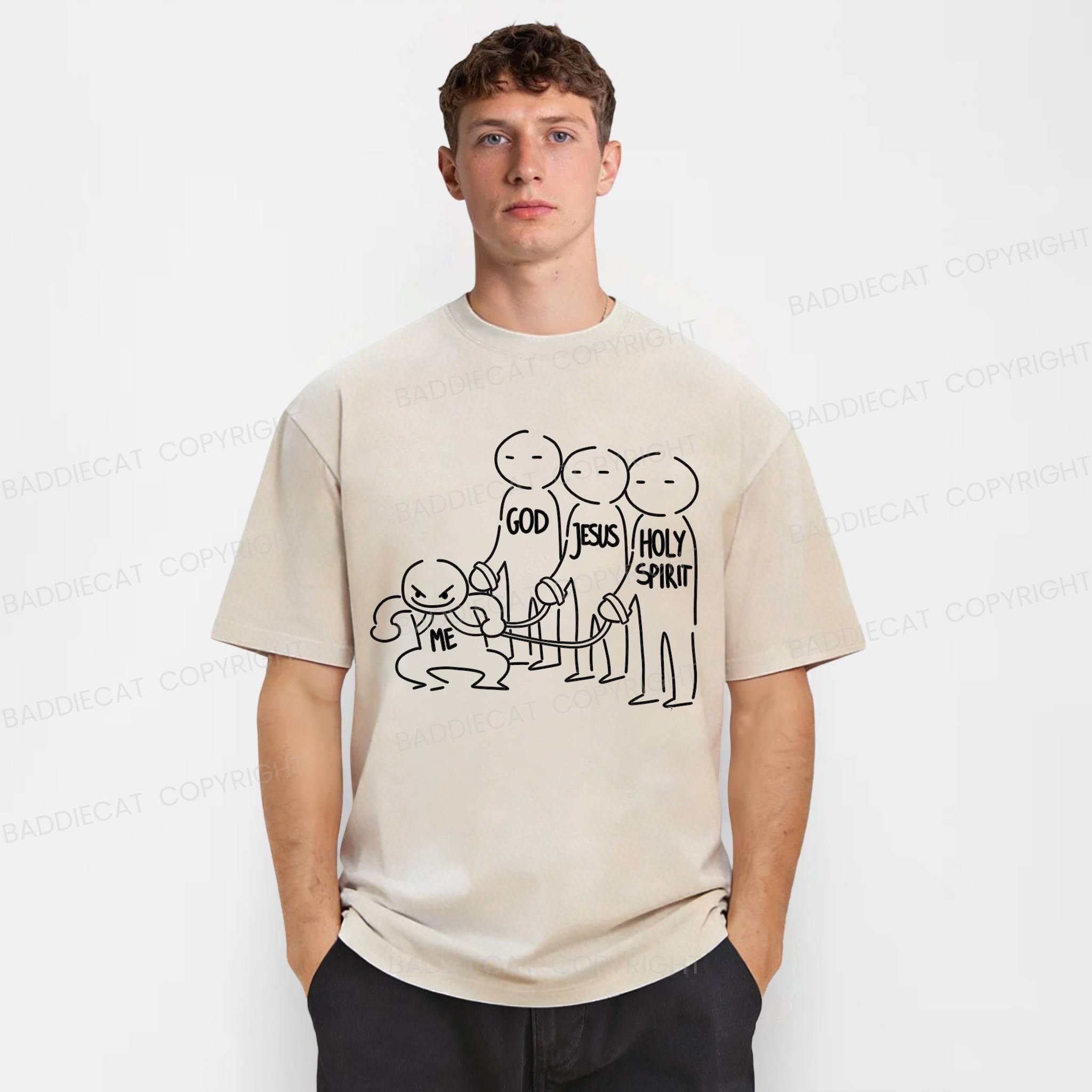 Baddiecat Being Pulled Washed T-shirt