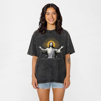 Baddiecat Jesus Has Infinite Aura Washed T-shirt