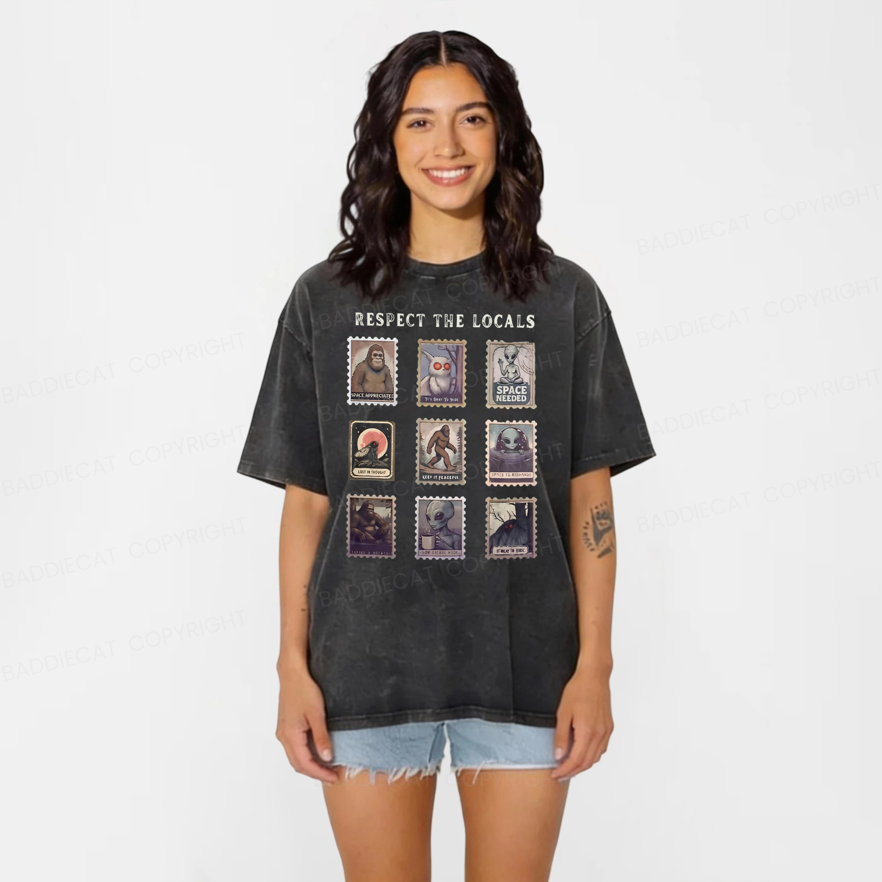 Baddiecat Respect The Locals Washed T-shirt