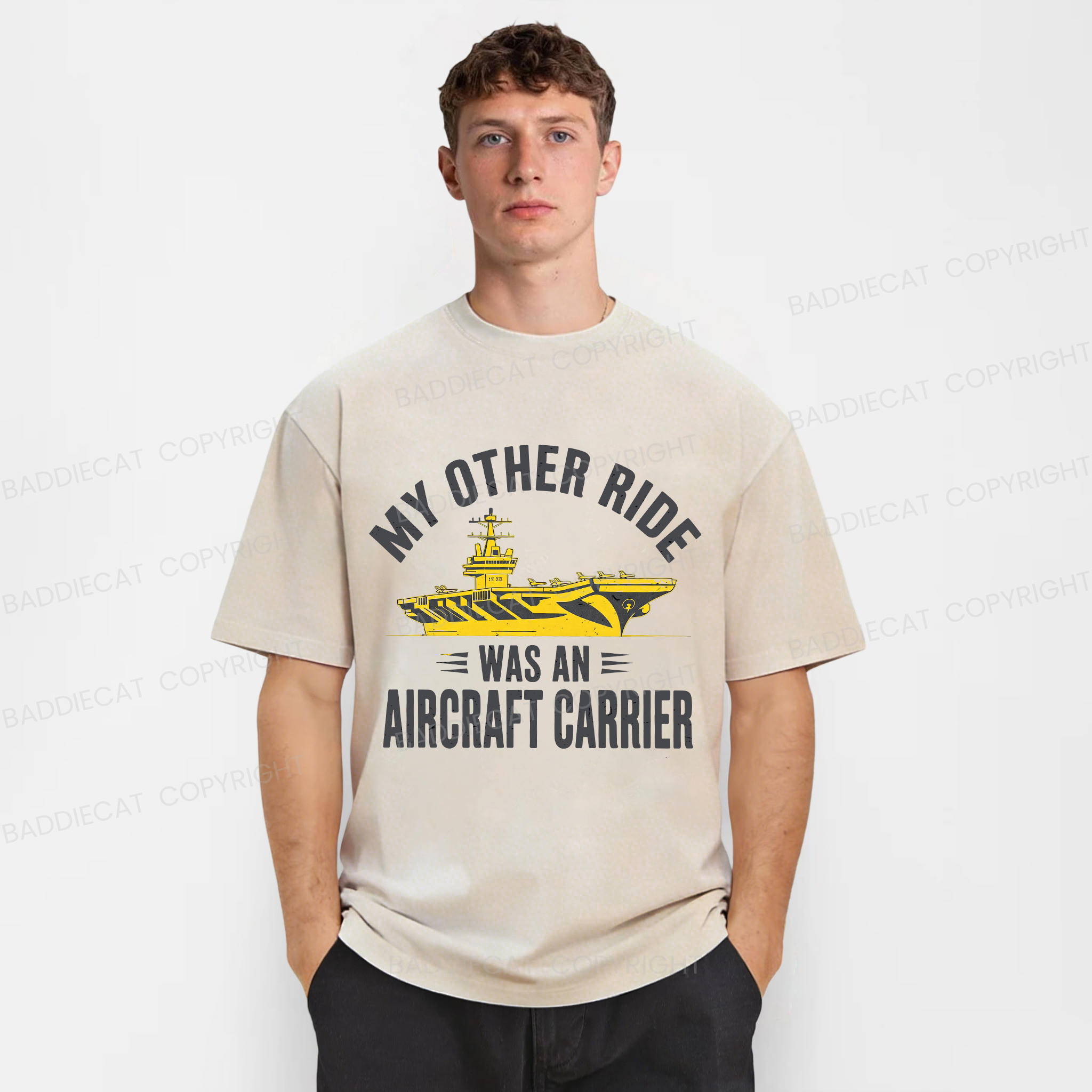 Baddiecat My Other Ride Was an Aircraft Carrier Washed T-shirt
