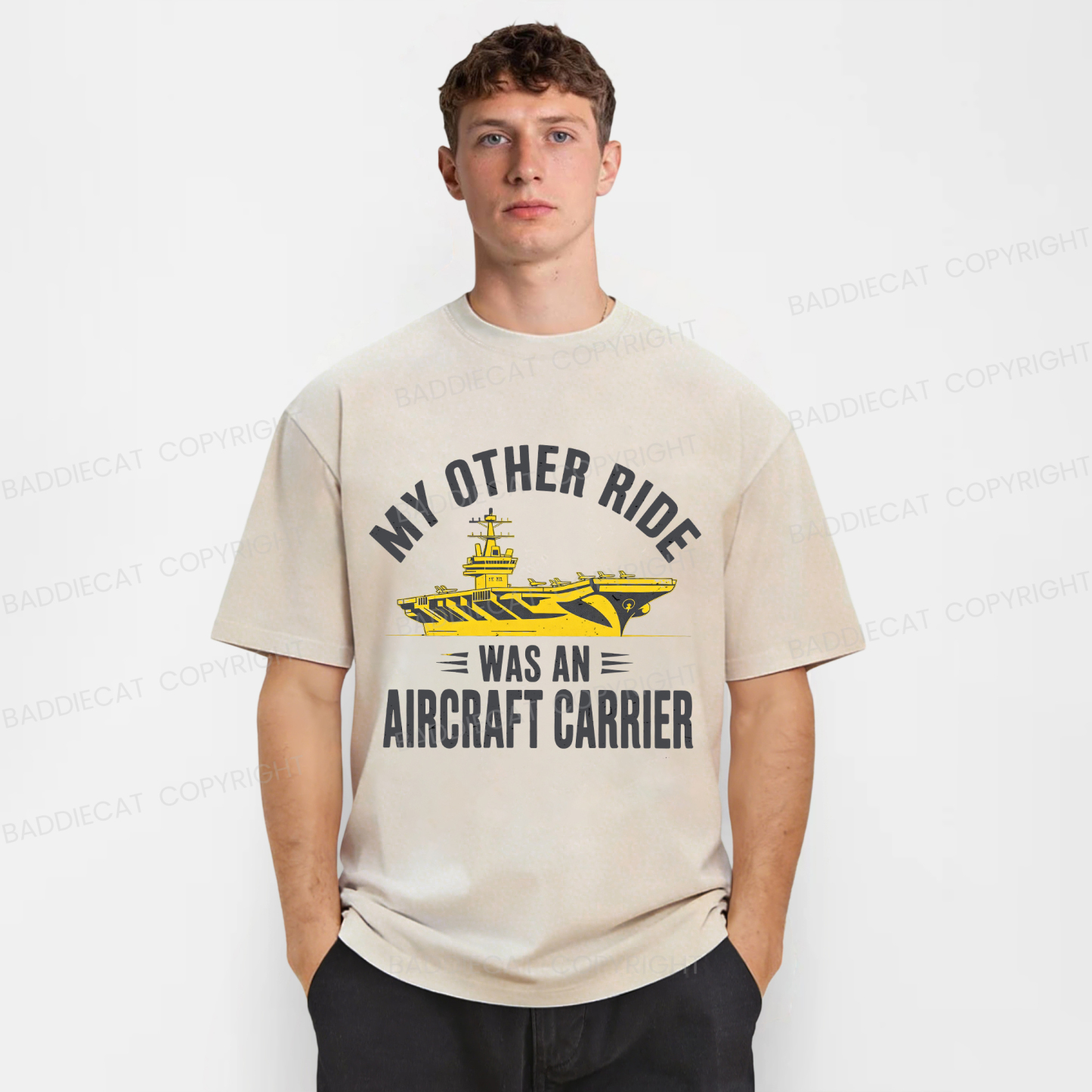 Baddiecat My Other Ride Was an Aircraft Carrier Washed T-shirt