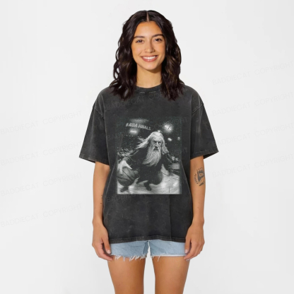 Baddiecat Funny Wizard Comfort Washed T-shirt