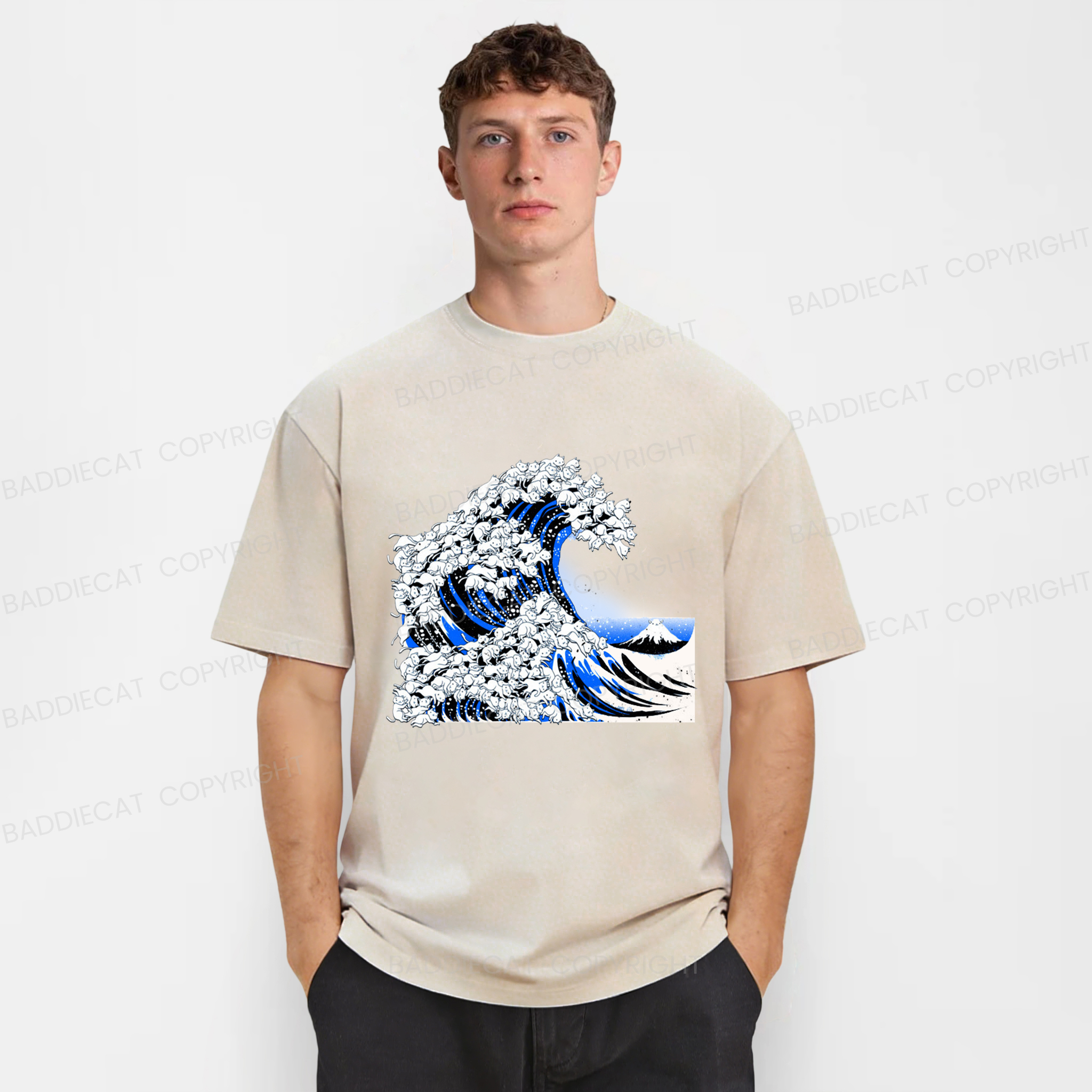 Baddiecat The Great Cat Wave Washed T-shirt