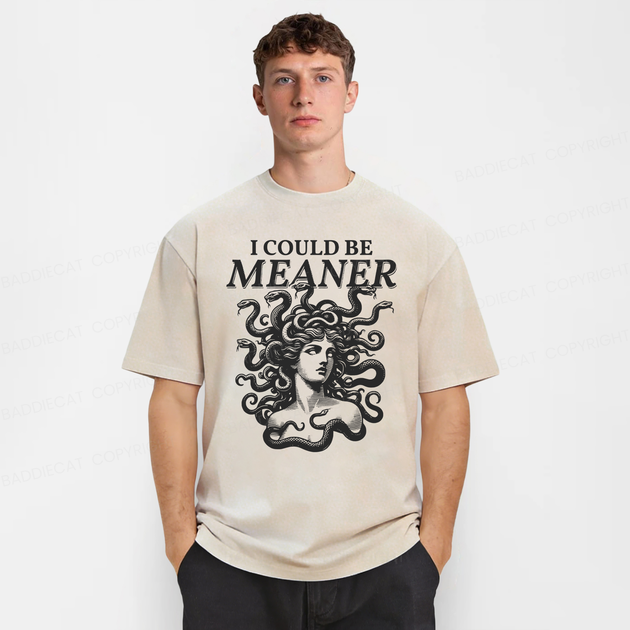 Baddiecat I Could Be Meaner Washed T-shirt