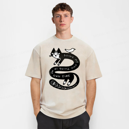 Baddiecat Doing My Own Thing Weird Cat Washed T-shirt