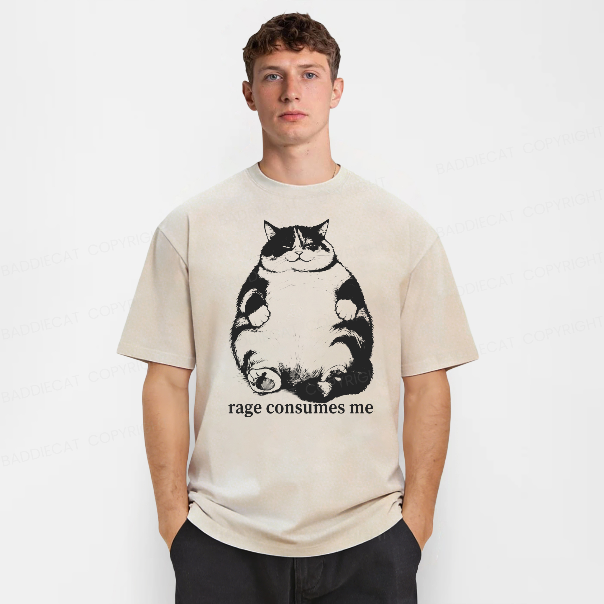 Baddiecat Rage Consumes Me Washed T-shirt