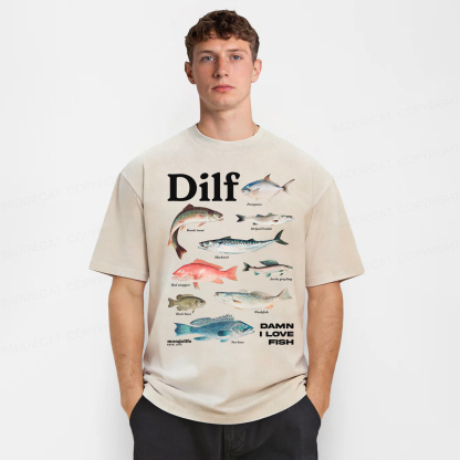 Baddiecat Damn I Love Fish Washed T-shirt