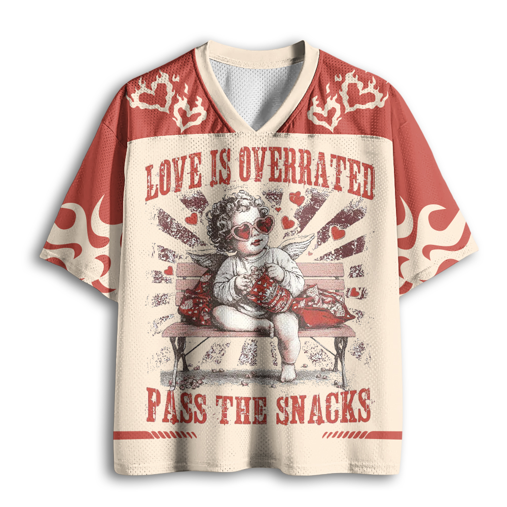 Baddiecat Love Is Overrated Pass The Snacks Mesh Jersey