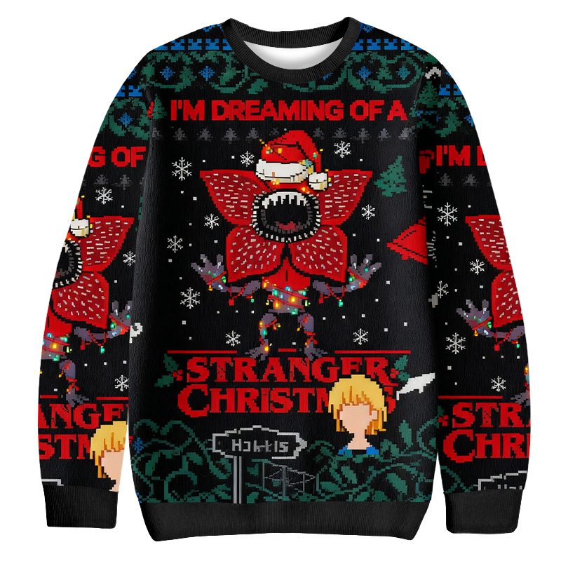 Baddiecat Stranger Things Demon King Pattern Christmas Ugly Sweatshirt