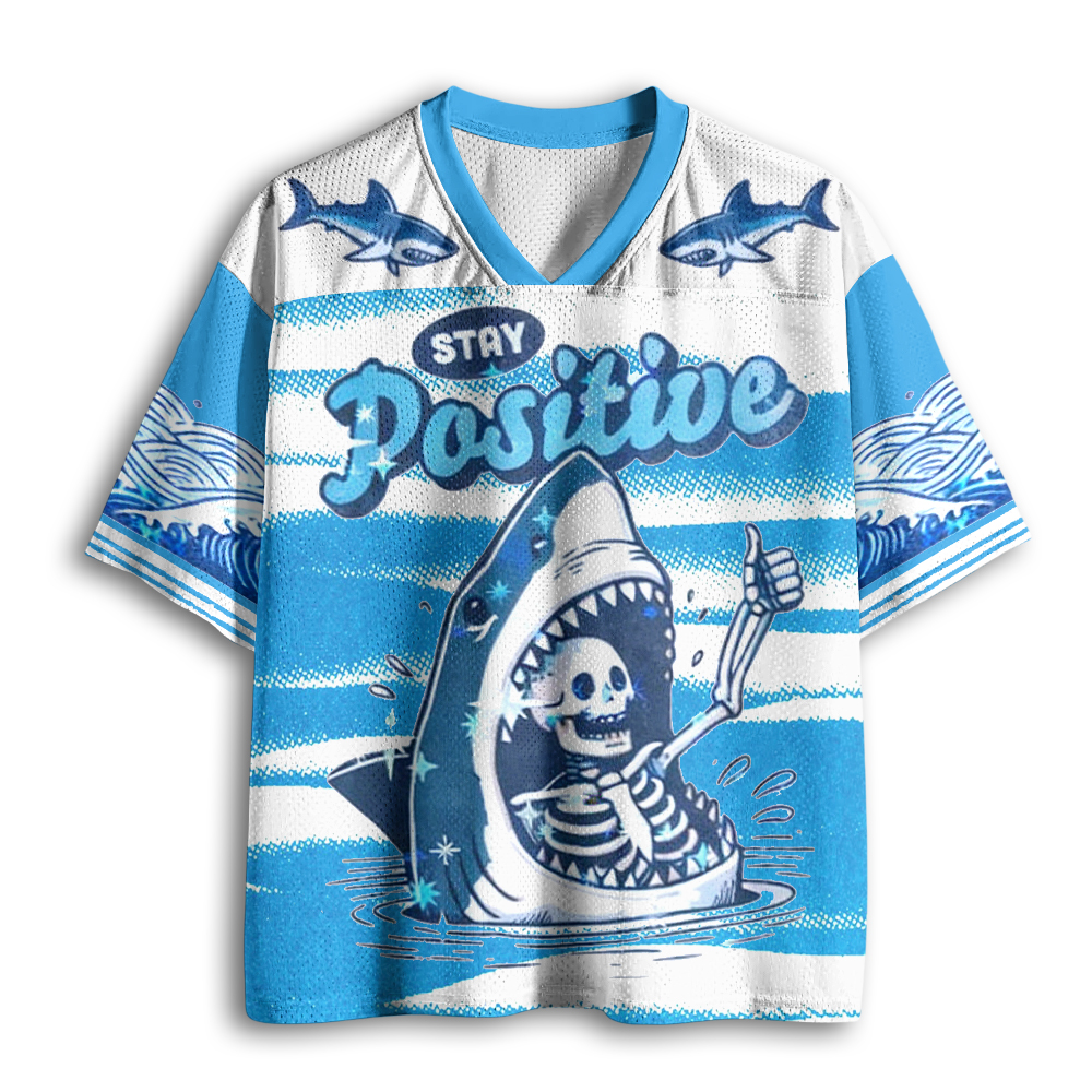 Baddiecat  STAY Positive Shark Skeleton Mesh Jersey