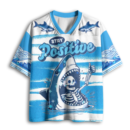 Baddiecat  STAY Positive Shark Skeleton Mesh Jersey